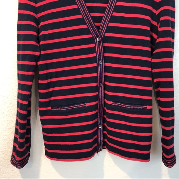 J. Crew Blue & Pink Metallic Striped Cardigan - Picture 4 of 13